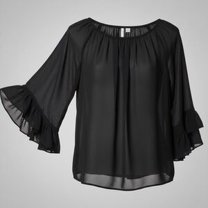 Elegant Sheer Black Women's Top